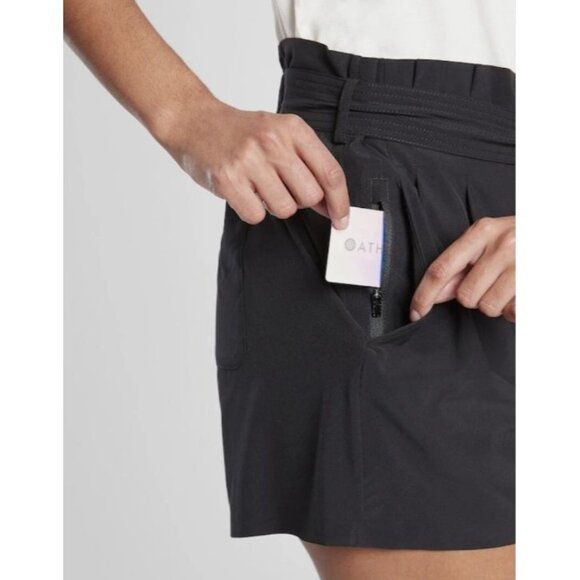 Athleta Sky Line Short II Black Paperbag Tie Waist Shorts Women's Size 6 - Picture 3 of 16